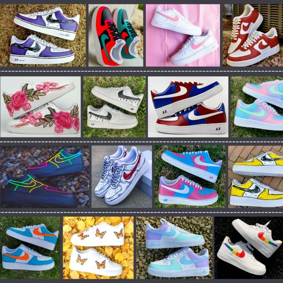 Nike Air Force 1 Black Cartoon Custom Shoes White Outline Mens Womens Kids Sizes